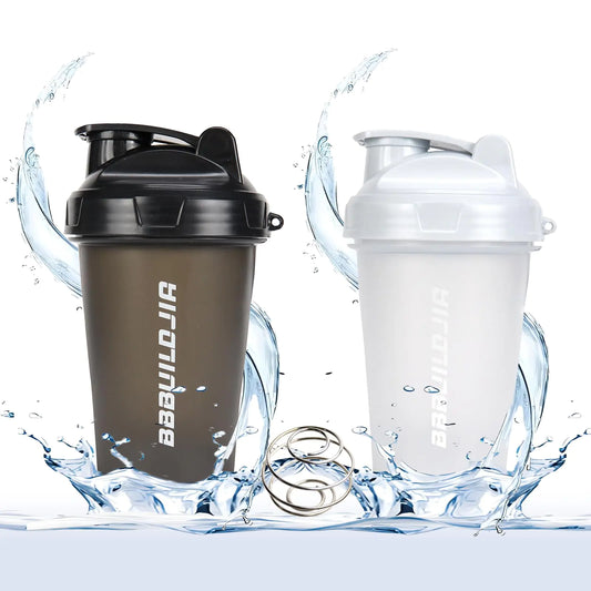FLEXFIT 17oz Dual Protein Shake Mixer Bottles - Leakproof, BPA Free Set of 2