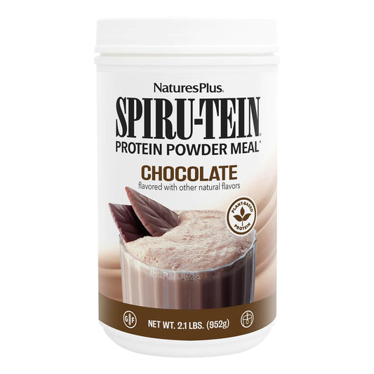 Natures Plus SPIRU-TEIN Chocolate - 2.1 lb Pack of 2 - Plant-Based Protein Shake - Non-GMO Vegetarian Gluten Free - 68 Total Servings