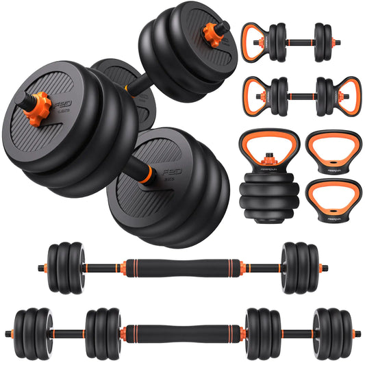 FEIERDUN 4-in-1 Fitness Kit: Adjustable Weights & Stands