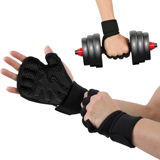 FlexGrip Workout Gloves - Fingerless, Anti-Sweat Gym Gloves with Wrist Support