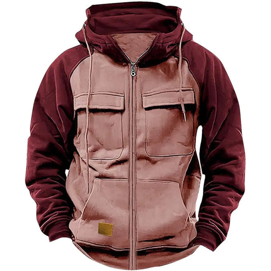 Camo Zip-Up Hoodie with Pockets - Men's Medium