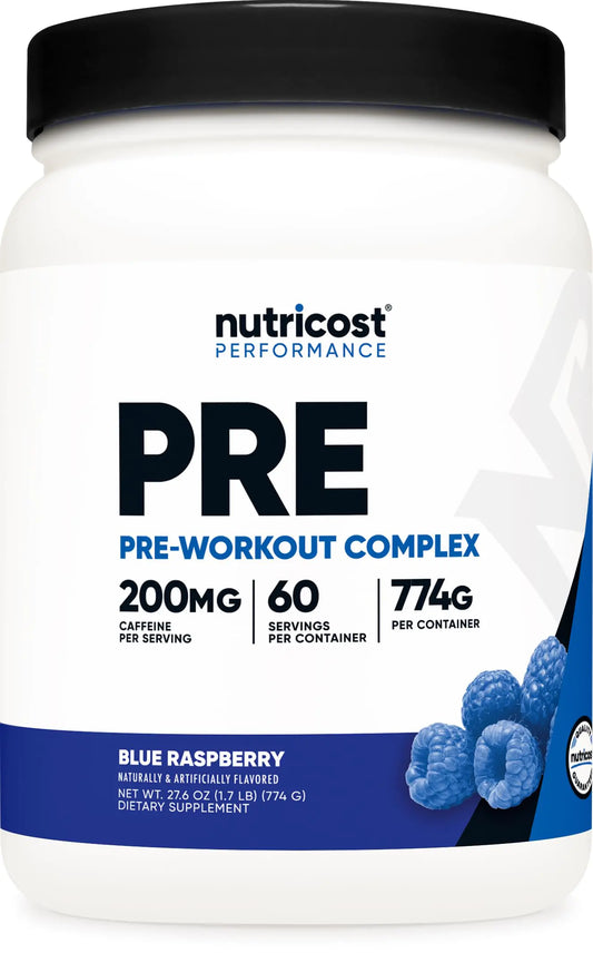 Nutricost Blue Raspberry Pre-Workout Booster (60 Servings) - with Amino Acids & Beta-Alanine
