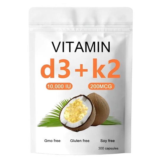 SIRDIKA Vitamin D3 K2 10000 IU 2-in-1 Vitamin D3 K2 Supplement Softgel 10000 IU VIT D3 + 200 MCG Vitamin K2 Replenish Vitamin D3 K2 Coconut Oil Softgels Vitamin D3 K2 Supplement Softgel