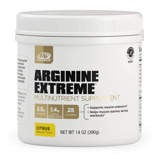 AdvoCare Arginine Extreme Multinutrient Supplement - Pre-Workout Amino Acids Supplement - Supports Stamina & Endurance* - Includes Vitamin B-12 L-Arginine & More - Citrus 14 oz