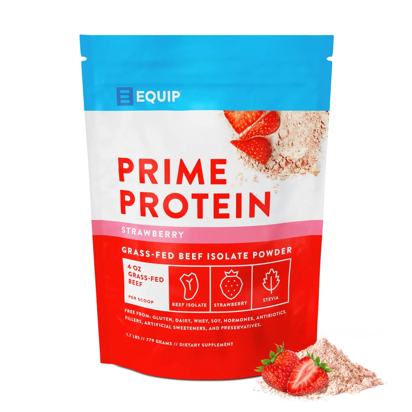 Equip Prime Beef Protein | Grass-Fed Isolate | Strawberry 30 Servings