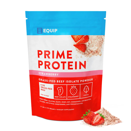 Equip Prime Beef Protein | Grass-Fed Isolate | Strawberry 30 Servings