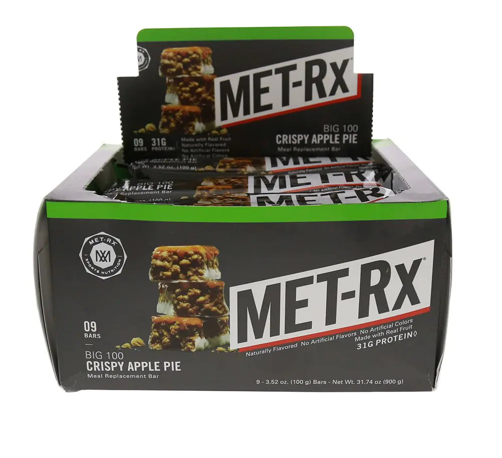 MET-Rx Big 100 Colossal Protein Bars Crispy Apple Pie Meal Replacement Bars 9 Count