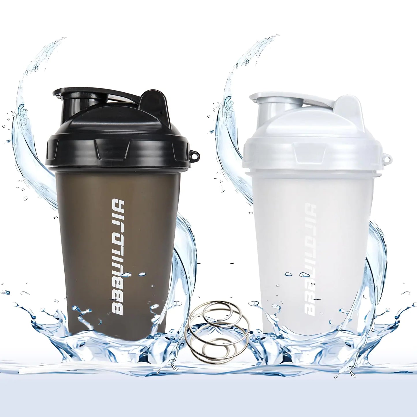 FLEXFIT 17oz Dual Protein Shake Mixer Bottles - Leakproof, BPA Free Set of 2