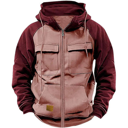Camo Zip-Up Hoodie with Pockets - Men's Medium