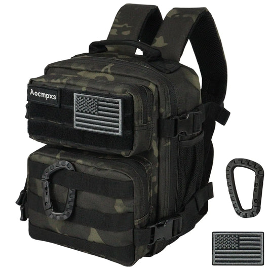 Aocmpxs Tactical Mini 9L Backpack with MOLLE System and US Flag Patch