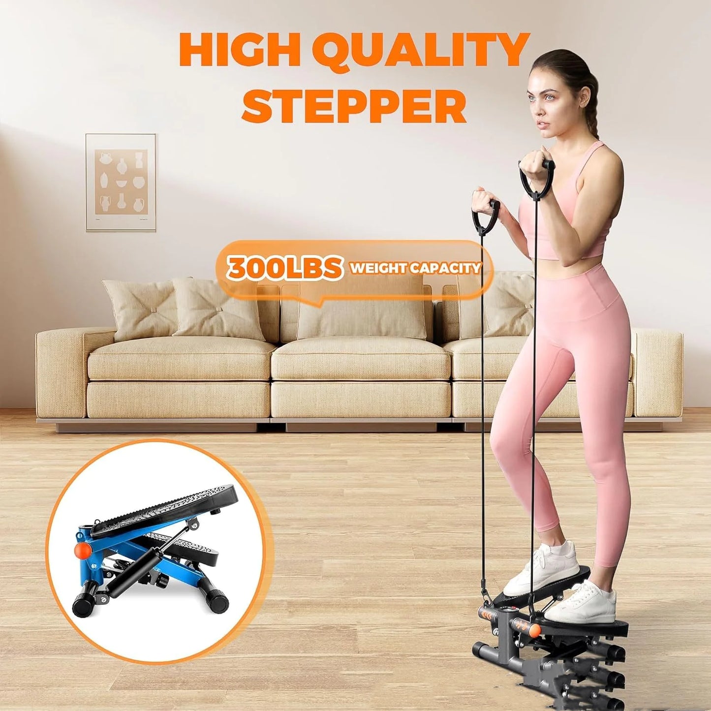 Stair Stepper with Resistance Bands and Tracker
