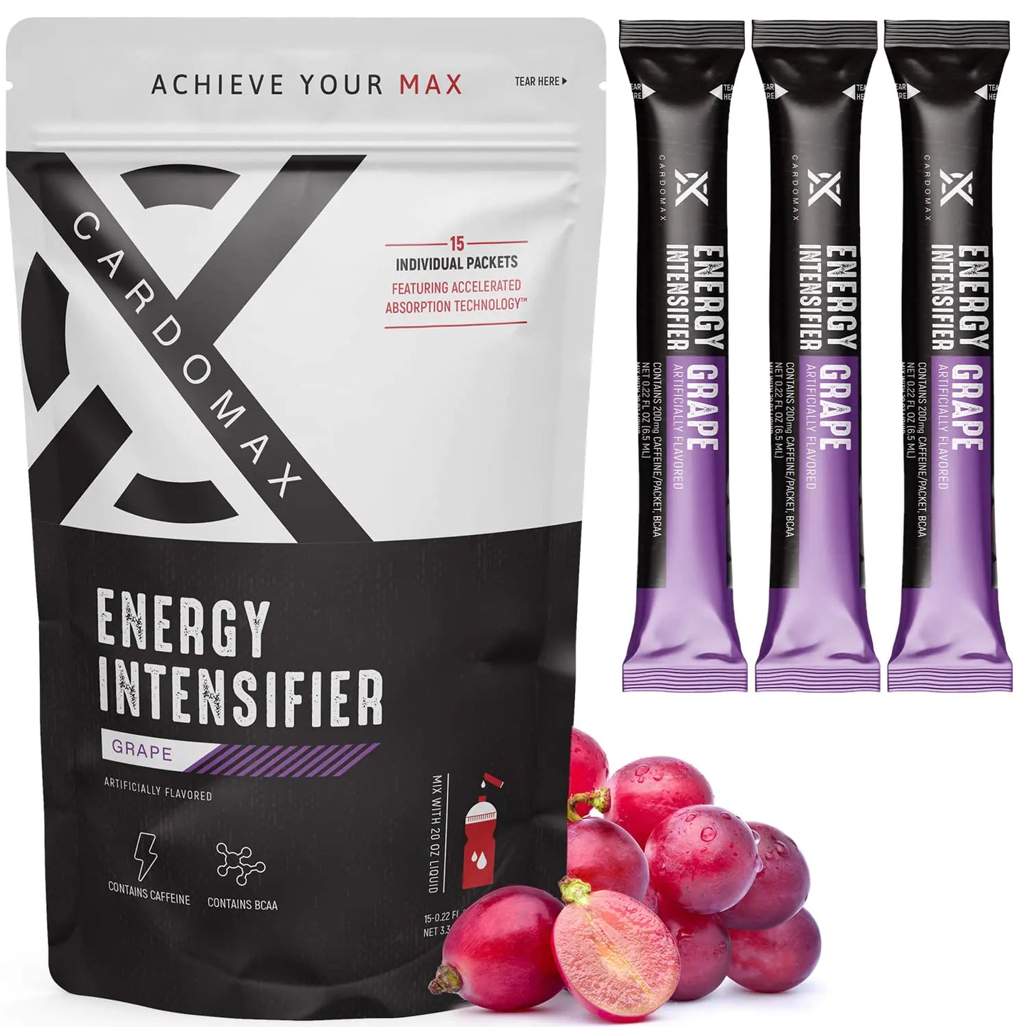CardoMax Energy Burst - Grape Flavored Sugar-Free Pre-Workout (15 Pack)