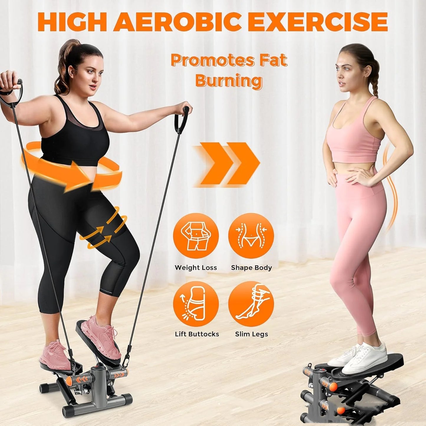Stair Stepper with Resistance Bands and Tracker
