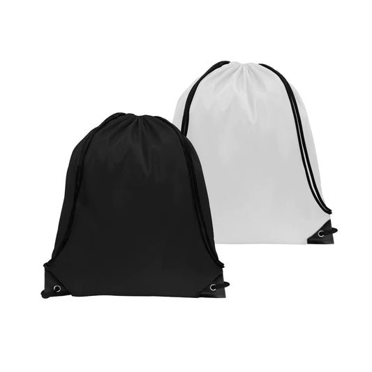 FlexiPack 2Pcs Drawstring Gym Bags in Black & White