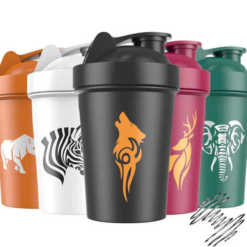 JEELA SPORTS 5 PACK Protein Shaker Bottles for Protein Mixes -20 OZ- Dishwasher Safe Shaker Cups for Protein Shakes - Shaker Cup for Blender Protein Shaker Bottle for Shakes Protein Shake Blender
