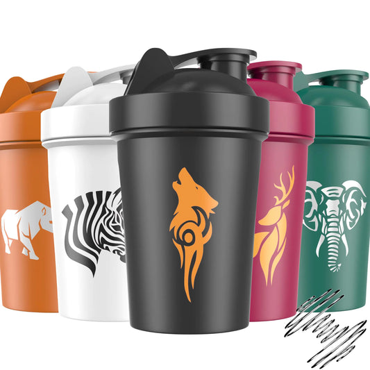 JEELA SPORTS 5 PACK Protein Shaker Bottles for Protein Mixes -20 OZ- Dishwasher Safe Shaker Cups for Protein Shakes - Shaker Cup for Blender Protein Shaker Bottle for Shakes Protein Shake Blender